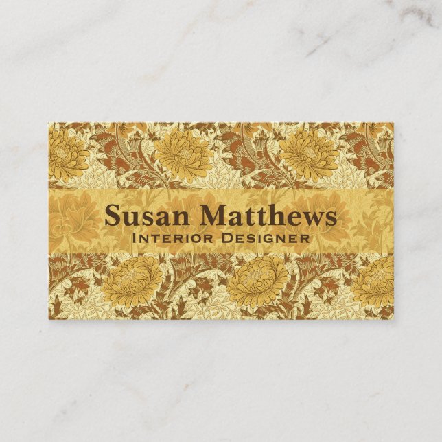 Carte De Visite William Morris Chrysanthemums, Or de la moutarde (Devant)