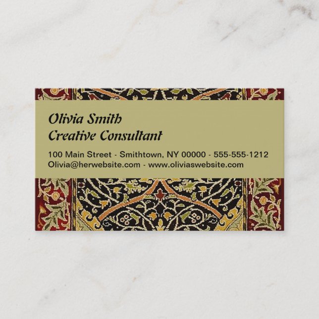 Carte De Visite William Morris Classique Tapis Art Design d'impres (Devant)