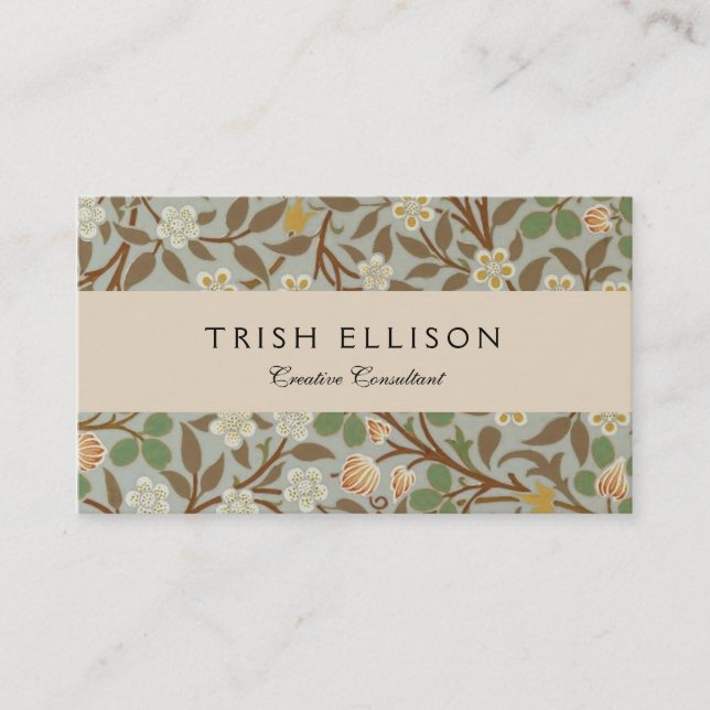 Carte De Visite William Morris Clover Fleur botanique (Devant)