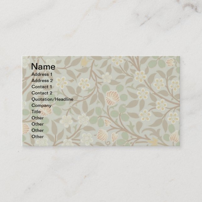 Carte De Visite William Morris Clover Fleur botanique (Devant)