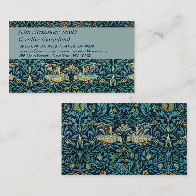 Carte De Visite William Morris Flying Birds & Floral Pattern (Devant / Derrière)