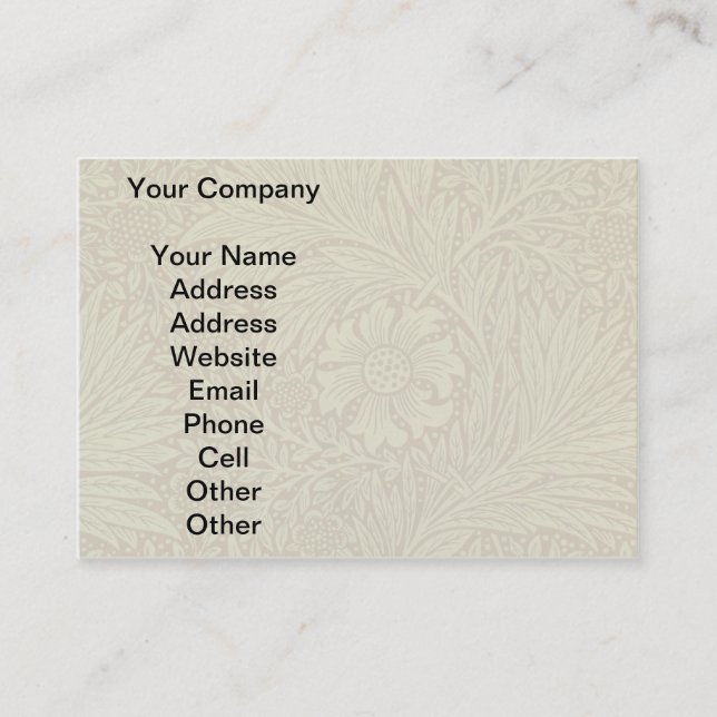 Carte De Visite William Morris Marigold Motif de fleurs antiques (Devant)