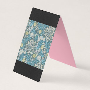 Carte De Visite William Morris, motif Art nouveau, algues, bleu, f