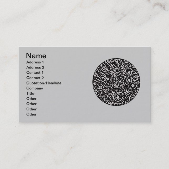 Carte De Visite William Morris Motif de la feuille de vigne (Devant)