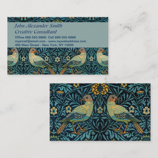 Carte De Visite William Morris Oiseaux et motifs floraux (Devant / Derrière)