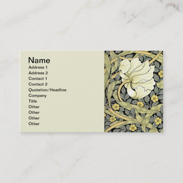 Carte De Visite William Morris Pimpernel Fond d'écran floral (Devant)