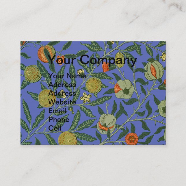 Carte De Visite William Morris Pomegranate Bleu papier peint color (Devant)