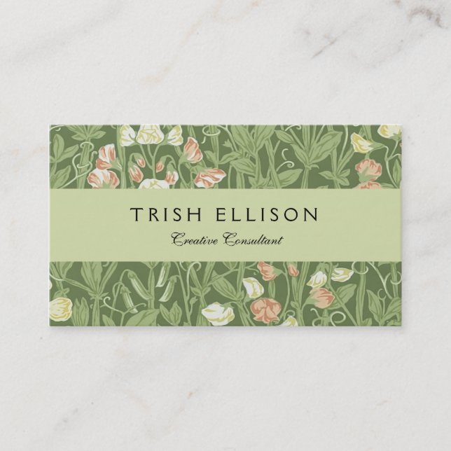 Carte De Visite William Morris Sweet Pea Floral Design (Devant)