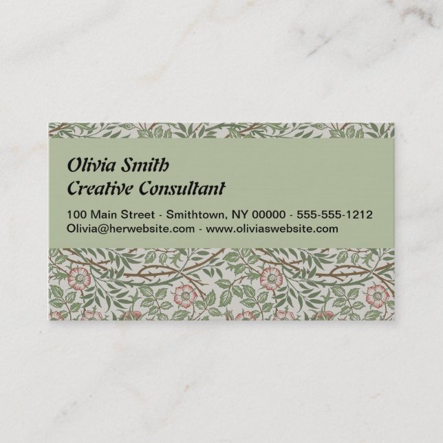 Carte De Visite William Morris Sweetbrie Floral Art Nouveau (Devant)