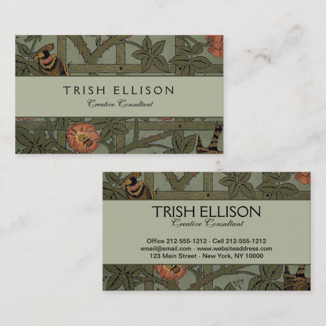 Carte De Visite William Morris Trellis Wallpaper Art (Devant / Derrière)