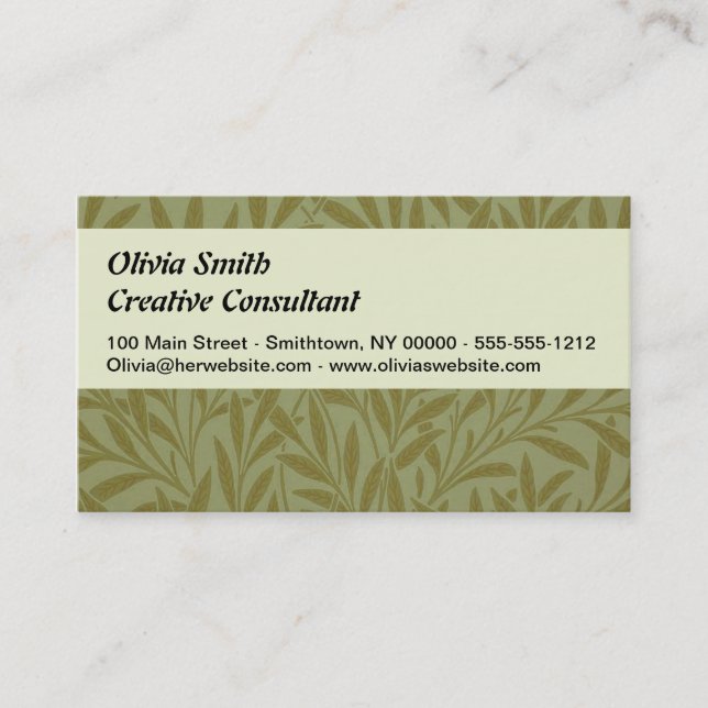 Carte De Visite William Morris Willow Antique Green Leaf Vine Art (Devant)