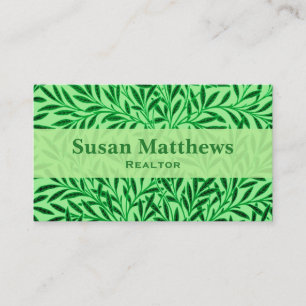 Carte De Visite William Morris Willow Motif, Light Jade Green