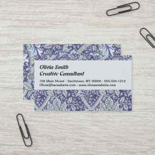 Carte De Visite William Morris Windrush Motif Bleu Floral