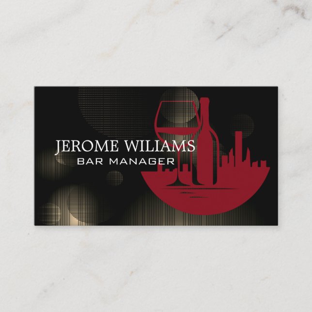 Carte De Visite Wine Bottle City Skyline (Devant)