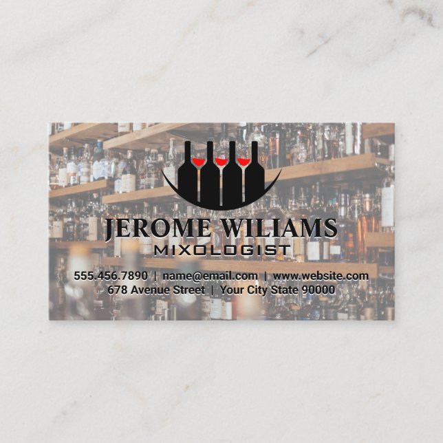 Carte De Visite Wine Bottles Logo | Mixologist (Devant)