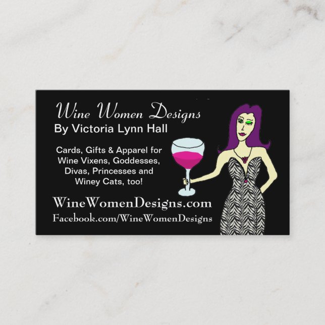 Carte De Visite WineWomenDesigns.com comportant la renarde de vin (Devant)