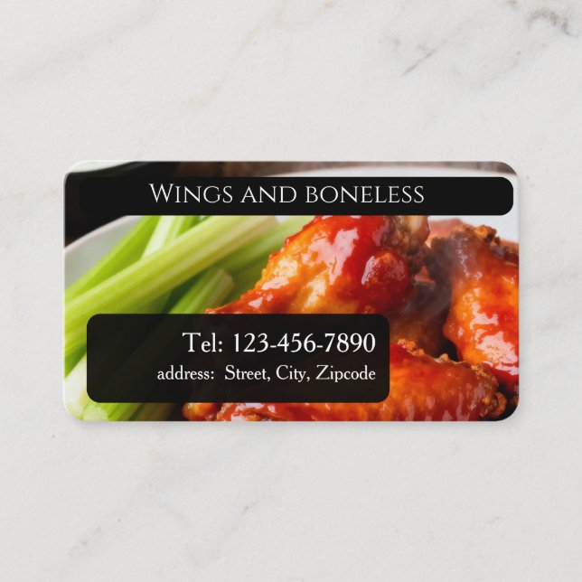 Carte De Visite  Wing and boneless , editable  (Devant)
