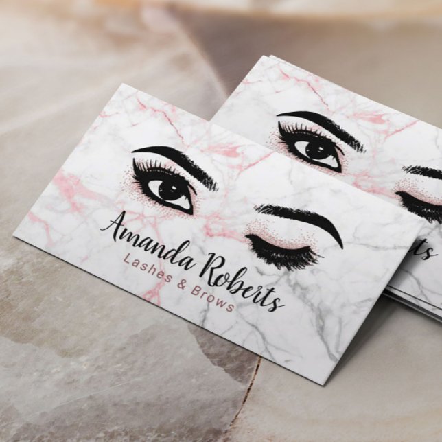 Carte De Visite Wink Eye Lashes & Brows Salon de beauté Marbre ros (Créateur téléchargé)