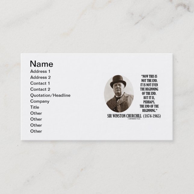 Carte De Visite Winston Churchill pas la fin d'extrémité du début (Devant)