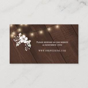 Carte De Visite Winter Rustic Wood Site Mariage RSVP Insérer