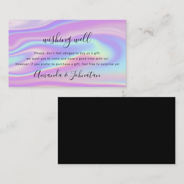 Carte De Visite Wishing Well For Mariage Sterling Cadeau Holograph (Devant / Derrière)