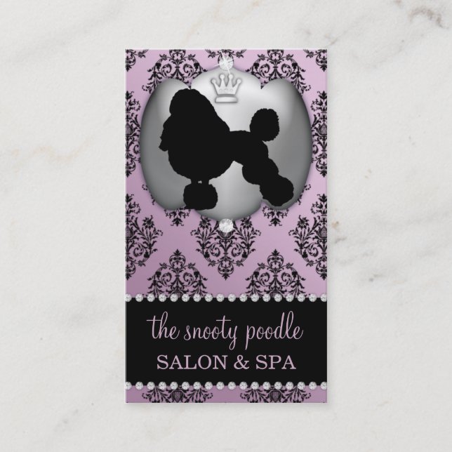 Carte De Visite Wisteria Joyau pourpre Damask Chien Grooming/Spa (Devant)