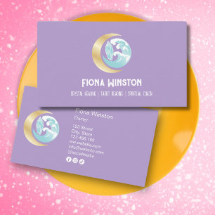 Carte De Visite Witchy Mystical Crystal Moon Ocean Reiki Yoga