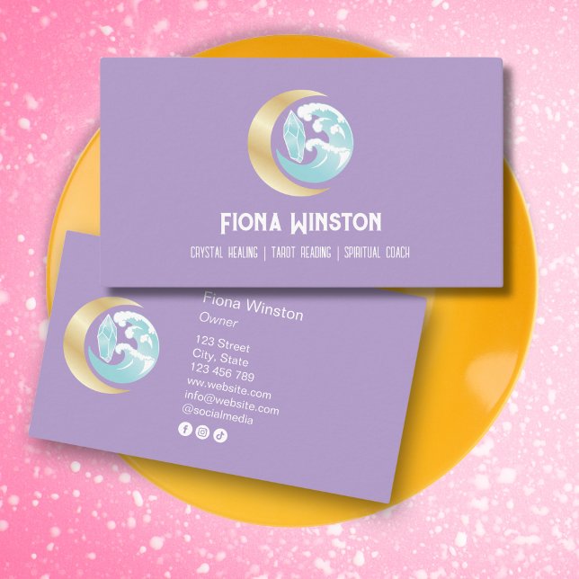 Carte De Visite Witchy Mystical Crystal Moon Ocean Reiki Yoga (Créateur téléchargé)