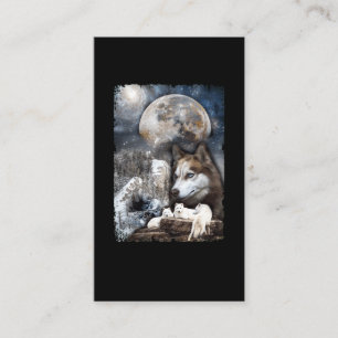 Carte De Visite Wolf Family Moon Winter Mountain Wolfs