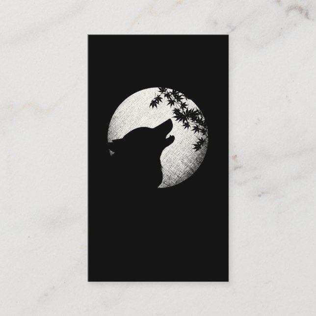 Carte De Visite Wolf Howling Beautiful Animal Moon (Devant)