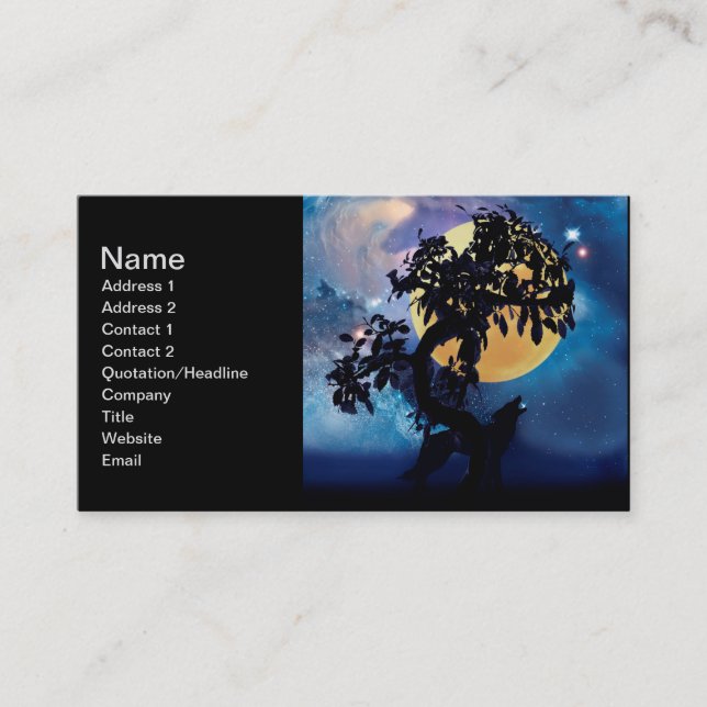 Carte De Visite Wolf hurle sur la lune (Devant)
