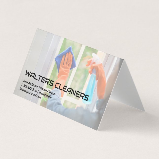 Carte De Visite Woman Cleaning Window (Devant)