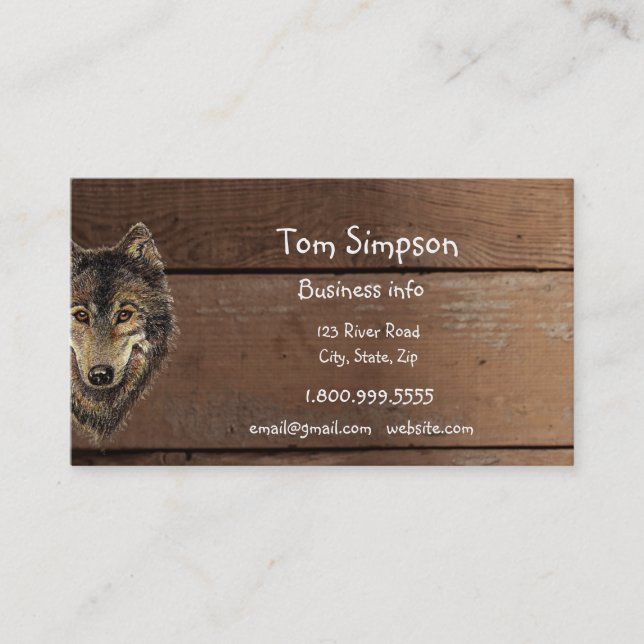 Carte De Visite  Wood Background Wolf Animal Wild West Theme (Devant)
