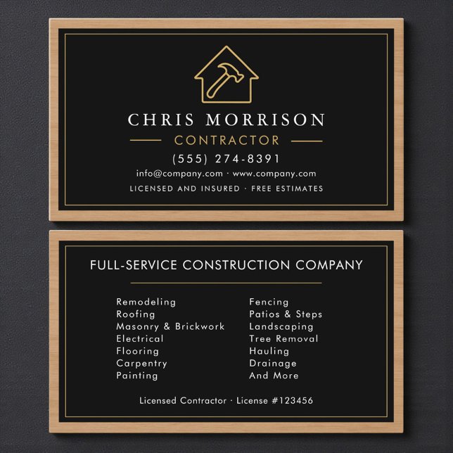 Carte De Visite Wood Building Construction Business Card  (Créateur téléchargé)