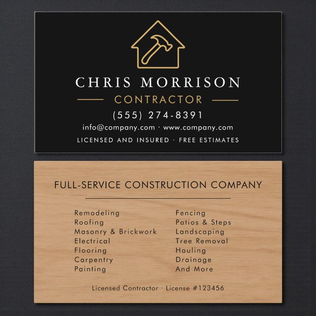 Carte De Visite Wood Building Construction Contractor (Créateur téléchargé)