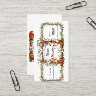Carte De Visite Woodland Elegance Business Card - Forest Animals P