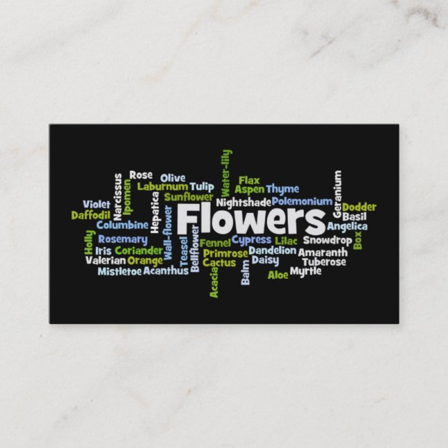 Carte de visite Word Cloud Flowers (Devant)