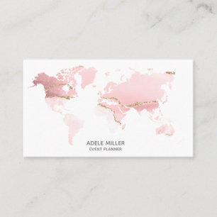 Carte De Visite World Map Agate Pink Planificateur d'événements Bl