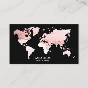 Carte De Visite World Map Agate Pink Planificateur d'événements Bl