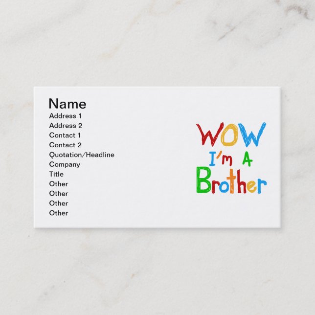 Carte De Visite WOW Je suis un Frère T-shirts et GIfts (Devant)