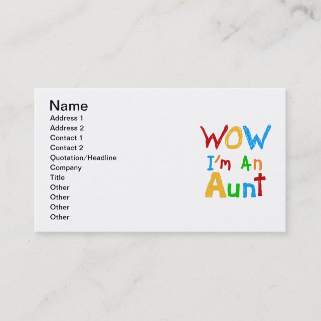 Carte De Visite WOW Je suis une tante T-shirts et cadeaux (Devant)