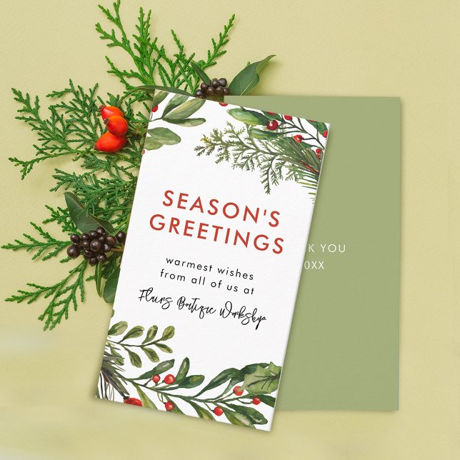 Carte De Visite Wreath Festive de Noël pour petites entreprises (Small Business Christmas Festive Wreath Business Card)