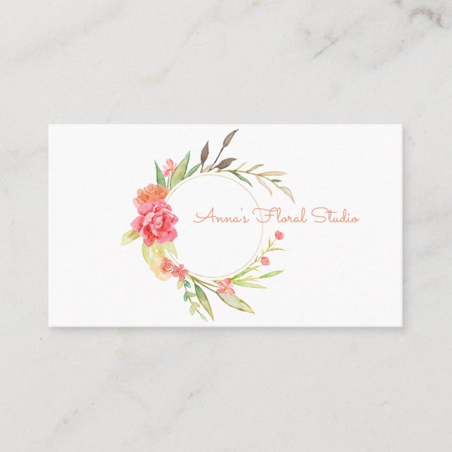Carte De Visite Wreath florale d'aquarelle (Devant)