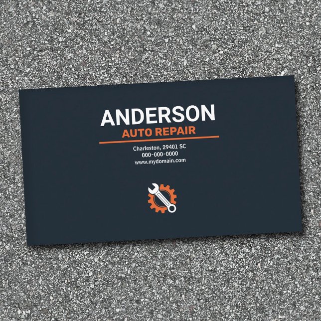 Carte De Visite Wrench & Gear - Auto Repair (Wrench & Gear - Auto Repair Business Card)