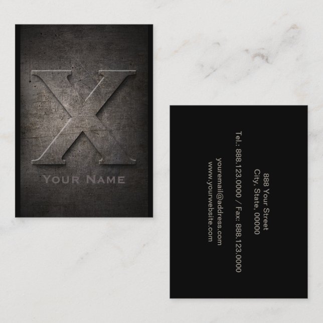 Carte de visite X en métal de bronze (Devant / Derrière)