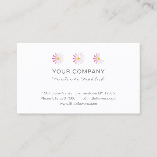 Carte De Visite ♥ y.Bee Little Rose Daisy Flowers. Floral moderne (Devant)