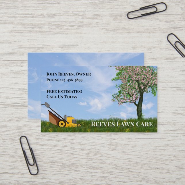 Carte De Visite Yard Lawncare Landscaping Service Business Card (Devant/Arrière en situation)