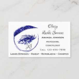 Carte De Visite Yelashes maquillage Microblade Logo Qr Code bleu