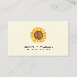 Carte De Visite Yellow Sunflower Watercolor Logo Joli