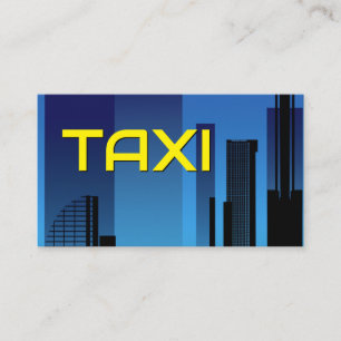 Carte De Visite Yellow TAXI bleu ville skyline chauffeur de taxi c